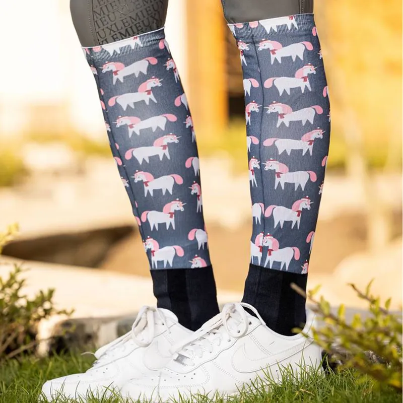 LeMieux Junior Footsie Socks - Christmas Unicorns-1